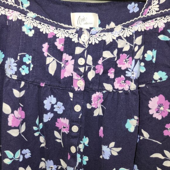 Aria Collection Womens Floral Nightgown With Lace Trim Sleeveless Button 2551 - Picture 3 of 8